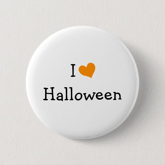 I Love Halloween 2 Inch Round Button (Front)