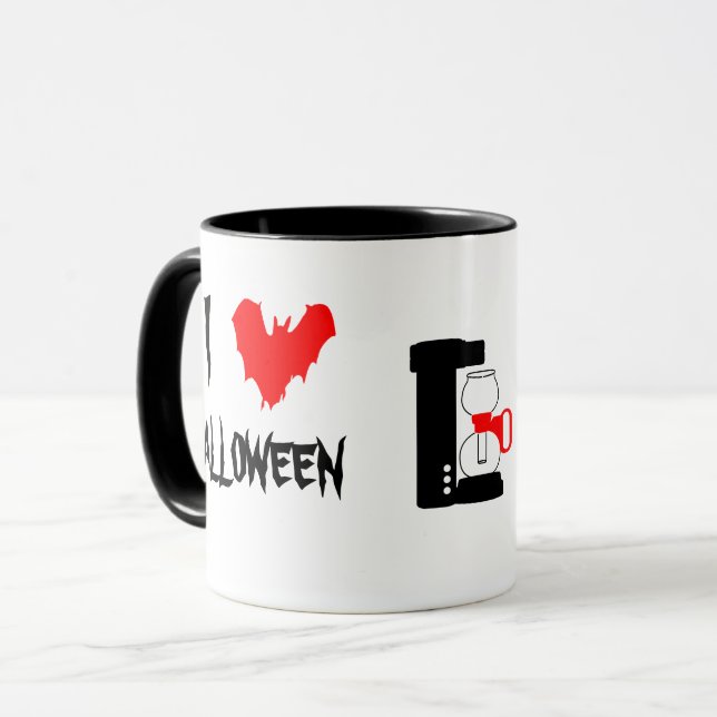 I Love Halloween And Black Coffee customizable Mug (Front Left)