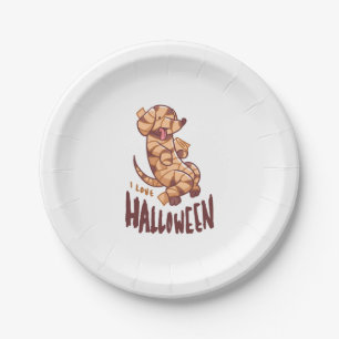 I Love Halloween - Dog Mummy Paper Plate