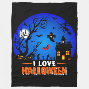 I Love Halloween Fleece Blanket
