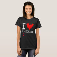 I Love Halloween Red Bat black