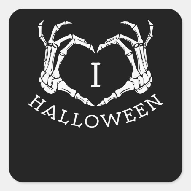 I Love Halloween Square Sticker (Front)