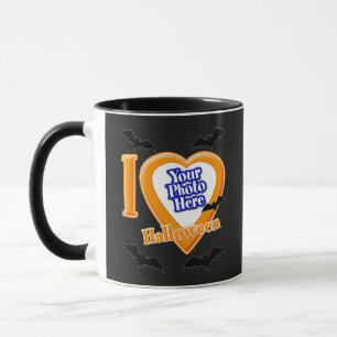 I Love Halloween With Your Photo With Bats Mug