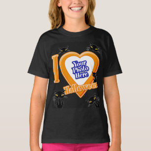 I Love Halloween With Your Photo With Black Cats T-Shirt