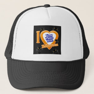 I Love Halloween With Your Photo With Black Cats Trucker Hat