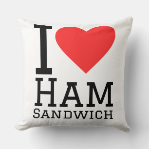 I love ham sandwich throw pillow