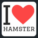I love hamster  square sticker<br><div class="desc">I love hamster ,  for animal kingdom lovers</div>