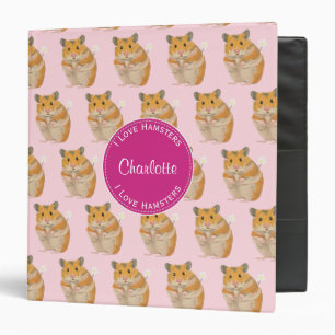 I love Hamsters Pink Hamster Pattern Binder