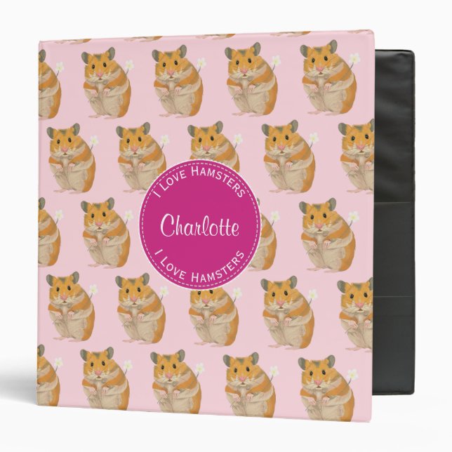 I love Hamsters Pink Hamster Pattern Binder (Front/Inside)