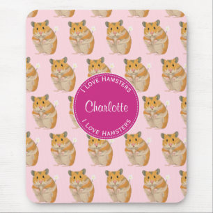I love Hamsters Pink Hamster Pattern Mouse Pad