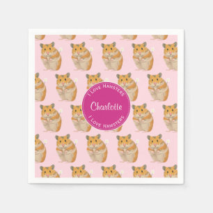 I love Hamsters Pink Hamster Pattern Napkin