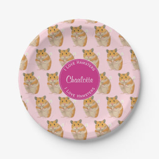 I love Hamsters Pink Hamster Pattern Paper Plate