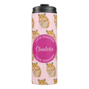 I love Hamsters Pink Hamster Pattern Thermal Tumbler