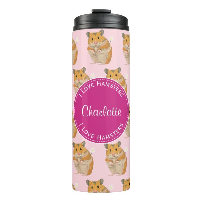 I love Hamsters Pink Hamster Pattern Thermal Tumbler (Front)