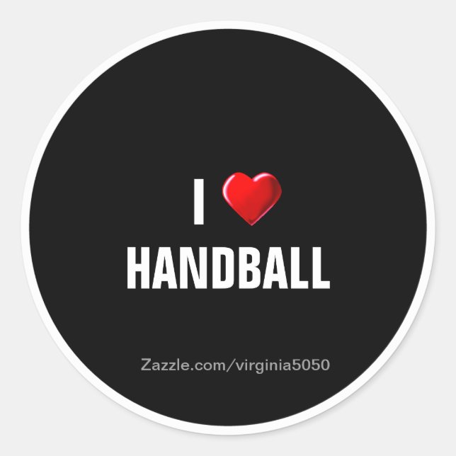 I Love Handball, popular design Classic Round Sticker (Front)