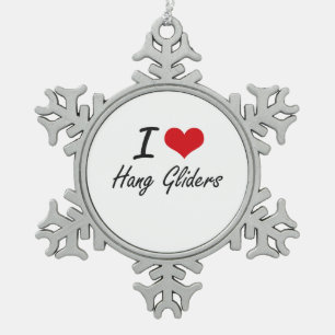 I love Hang Gliders Snowflake Pewter Christmas Ornament