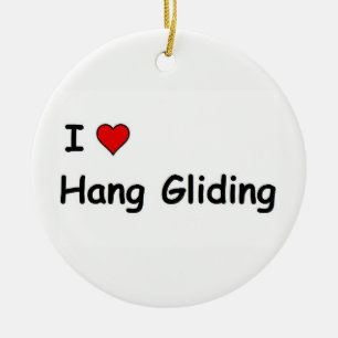 I Love Hang Gliding Ceramic Ornament
