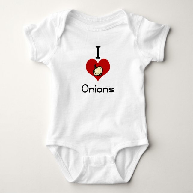 I love-hate onions baby bodysuit (Front)