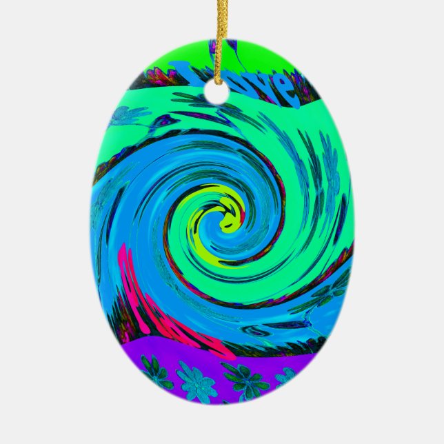 I Love Hawai.png Ceramic Ornament (Front)