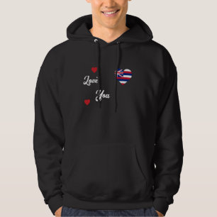I Love Hawaii USA With Hawaii Flag In a Heart Hoodie