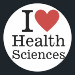 I ❤️ Love Health Sciences for Students/Faculty Classic Round Sticker<br><div class="desc">Show your dedication to the field of health sciences with the "I ❤️ Love Health Sciences for Students/Faculty" CUSTOM Classic Round Sticker! This sticker is perfect for students, faculty, and professionals who are passionate about improving health and well-being. Whether you're decorating your laptop, water bottle, or classroom materials, this vibrant...</div>