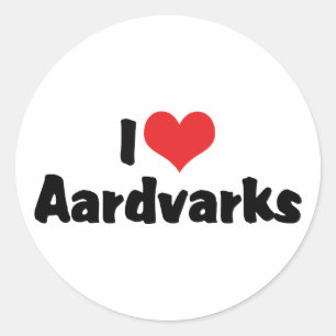 I Love Heart Aardvarks Classic Round Sticker