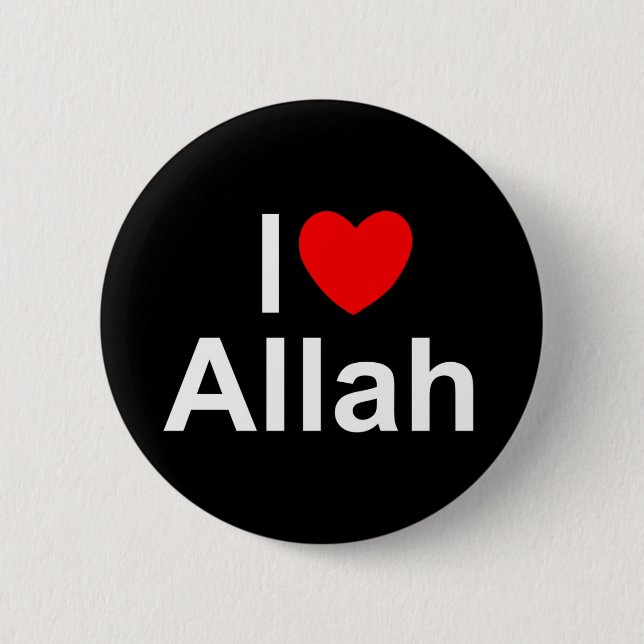 I Love (Heart) Allah 2 Inch Round Button (Front)
