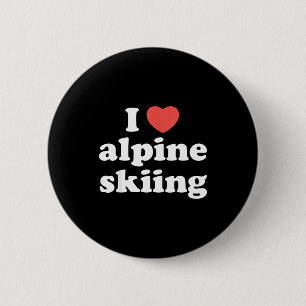 I love heart alpine skiing 2 inch round button