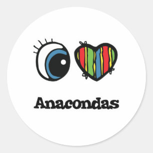 I Love (Heart) Anacondas Classic Round Sticker