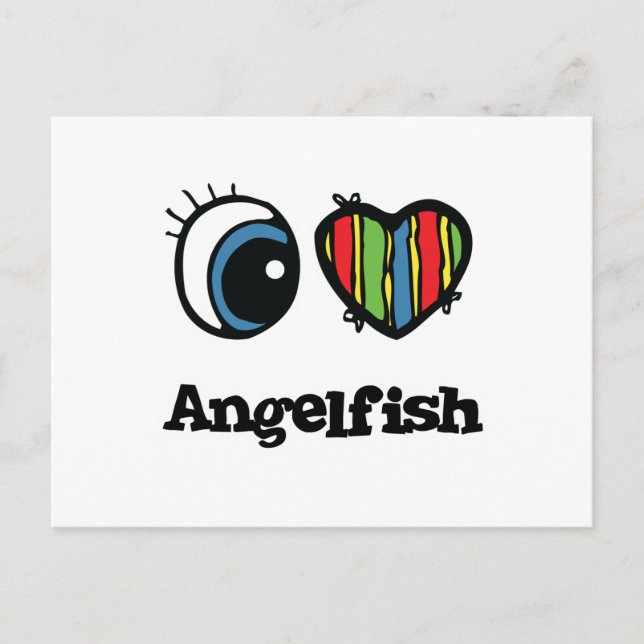 I Love (Heart) Angelfish Postcard (Front)