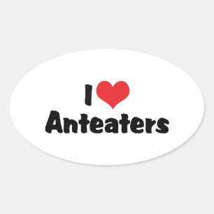 I Love Heart Anteaters Oval Sticker