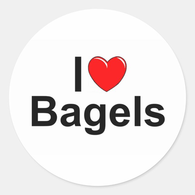 I Love (Heart) Bagels Classic Round Sticker (Front)