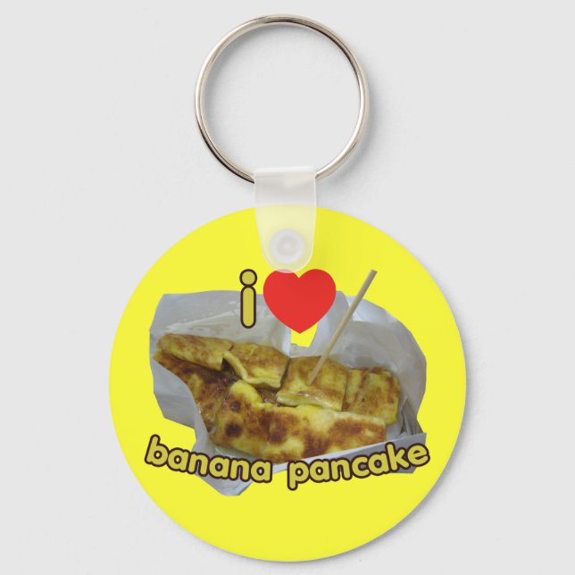I Love (Heart) Banana Pancake ... Thai Street Food Keychain (Front)