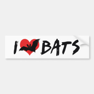 I Love Heart Bats Bumper Sticker