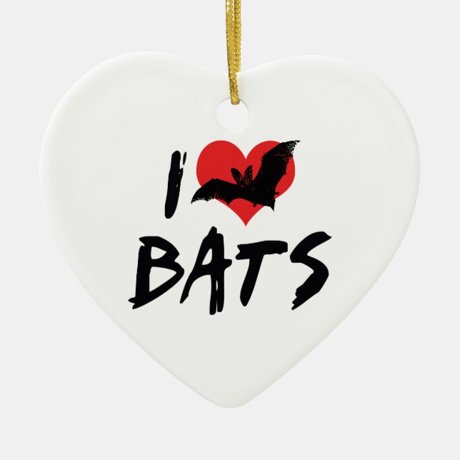 I Love Heart Bats Ceramic Ornament (Front)