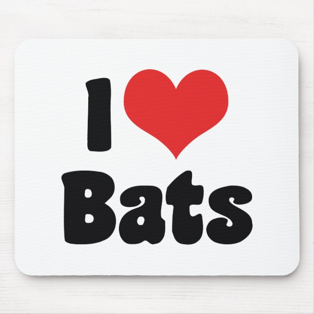 I Love Heart Bats Mouse Pad (Front)