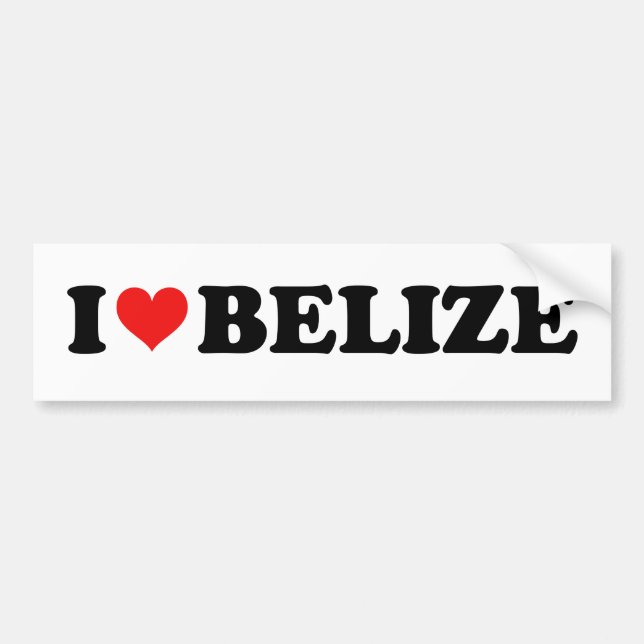 I Love Heart Belize Travel Souvenir Bumper Sticker (Front)