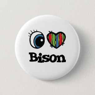 I Love (Heart) Bison 2 Inch Round Button