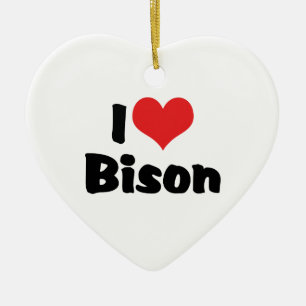 I Love Heart Bison Ceramic Ornament