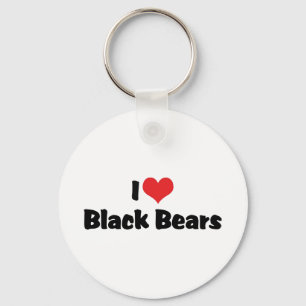 I Love Heart Black Bears Keychain