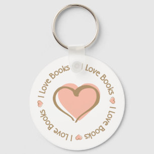 I Love Heart Books Keychain