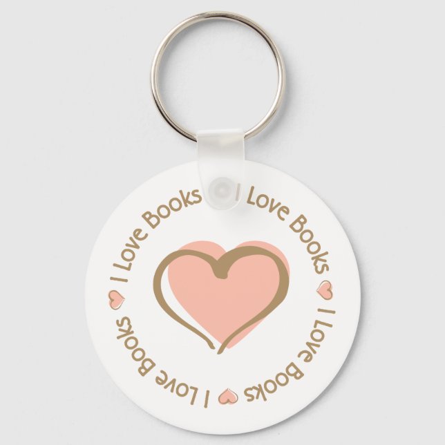 I Love Heart Books Keychain (Front)