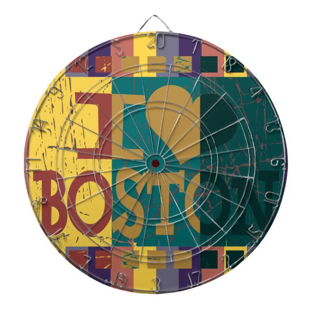 I love (heart) Boston - Vintage Boston 2 Dartboard (Front)