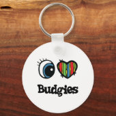 I Love (Heart) Budgies Keychain (Front)
