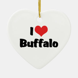 I Love Heart Buffalo Ceramic Ornament