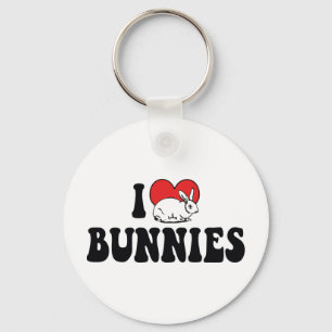 I Love Heart Bunny Rabbits Keychain