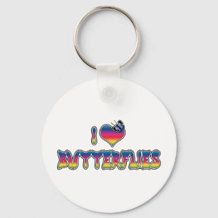 I Love Heart Butterflies - Butterfly Lover Keychain