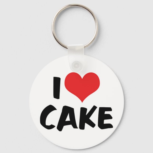 I Love Heart Cake - Cake Cookie Donut Lover Keychain (Front)