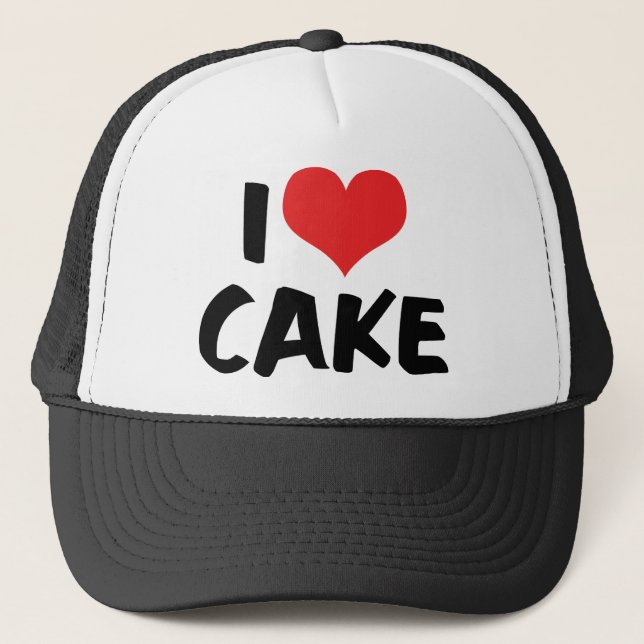 I Love Heart Cake - Cake Cookie Doughnut Lover Trucker Hat (Front)