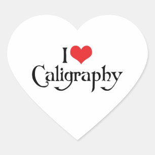 I Love Heart Calligraphy Sticker